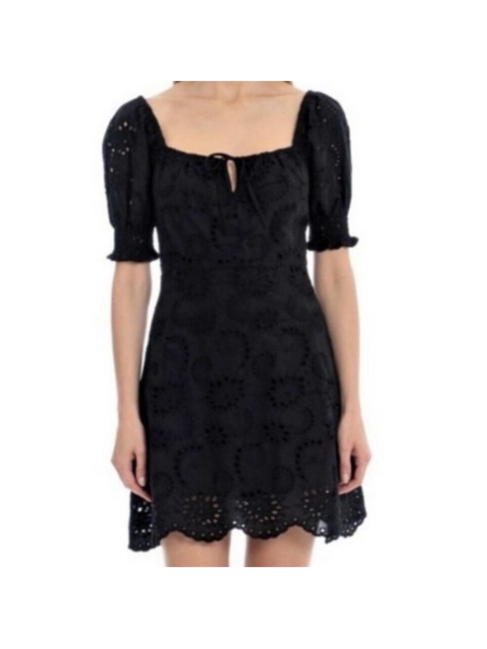 7 For All Mankind eyelet mini dress
